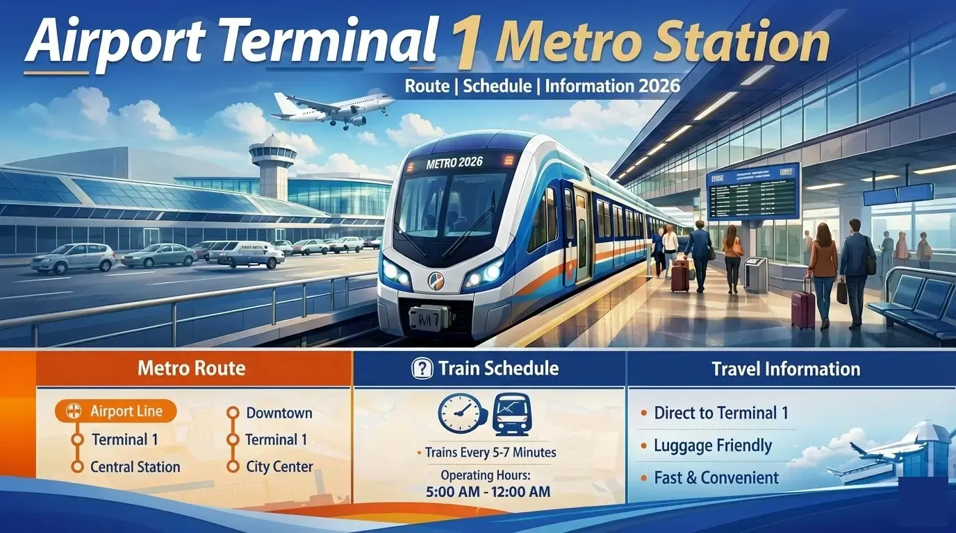 Airport Terminal 1 Metro Station Route, Schedule, Information 2026