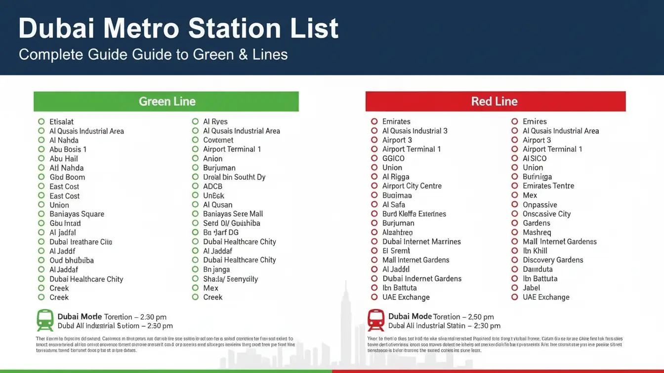 Dubai Metro Station List – Complete Guide to Green & Red Lines