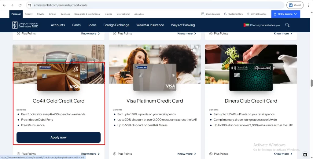 Navigate to Debit Cards