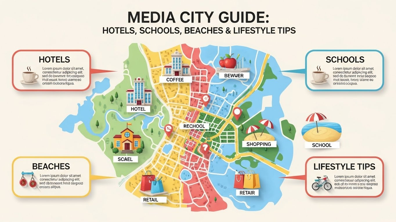 Media City Guide Hotels, Schools, Beaches & Lifestyle Tips